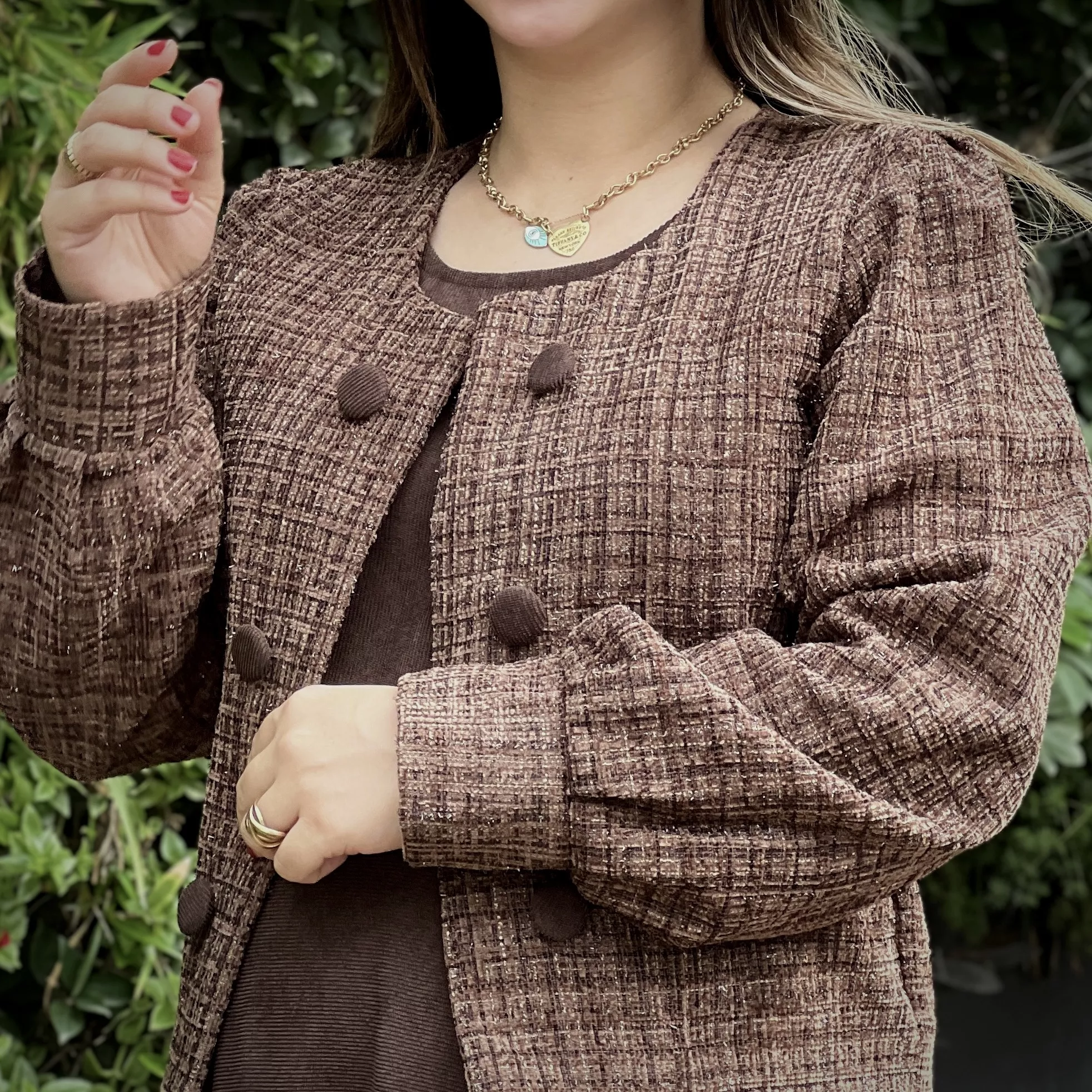 خرید کت و سرافان موکا قد ۱۳۵ بلن کمر دارد 