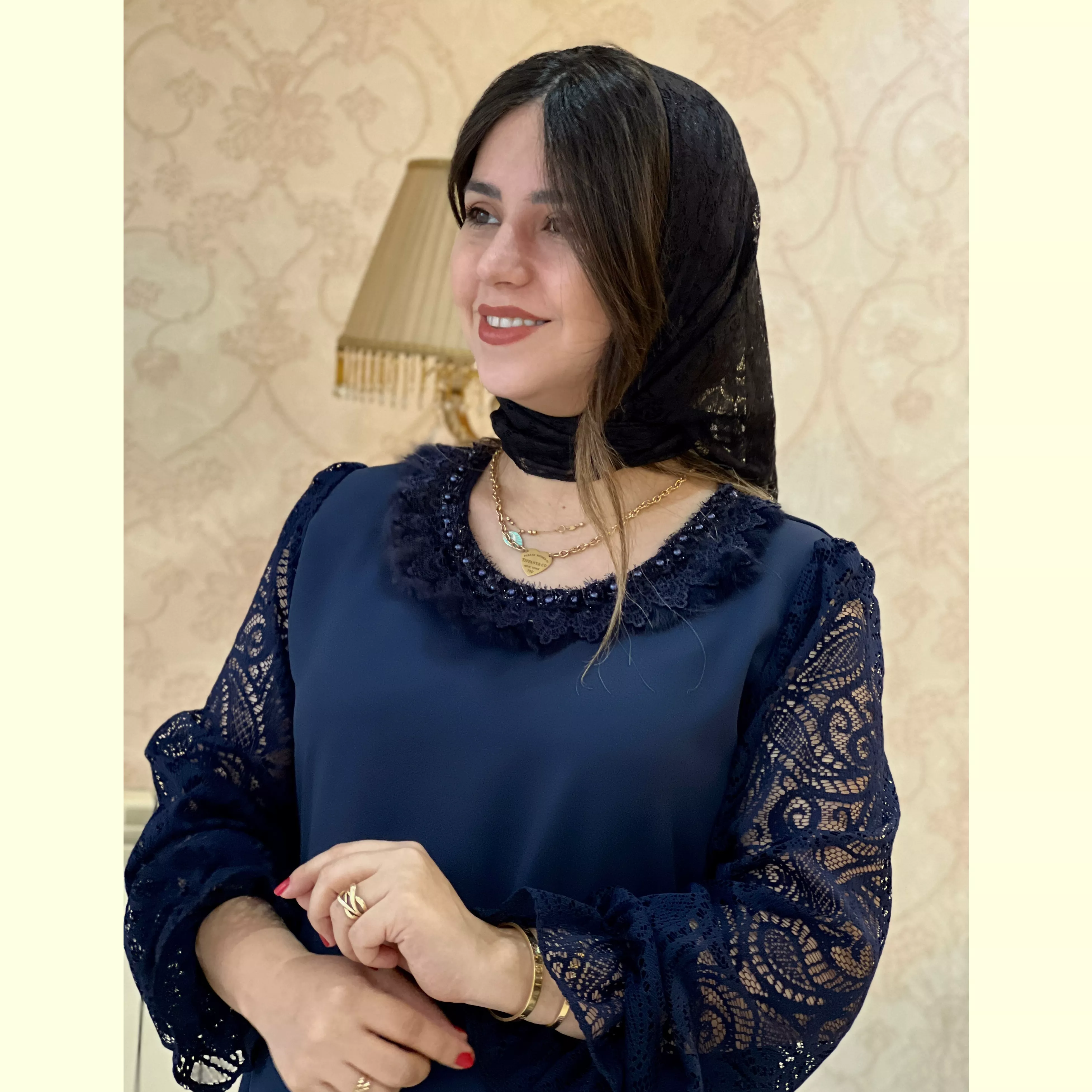 خرید پیراهن سرمه کرپ مازراتی  قد ۱۲۵ بند کمر دارد 