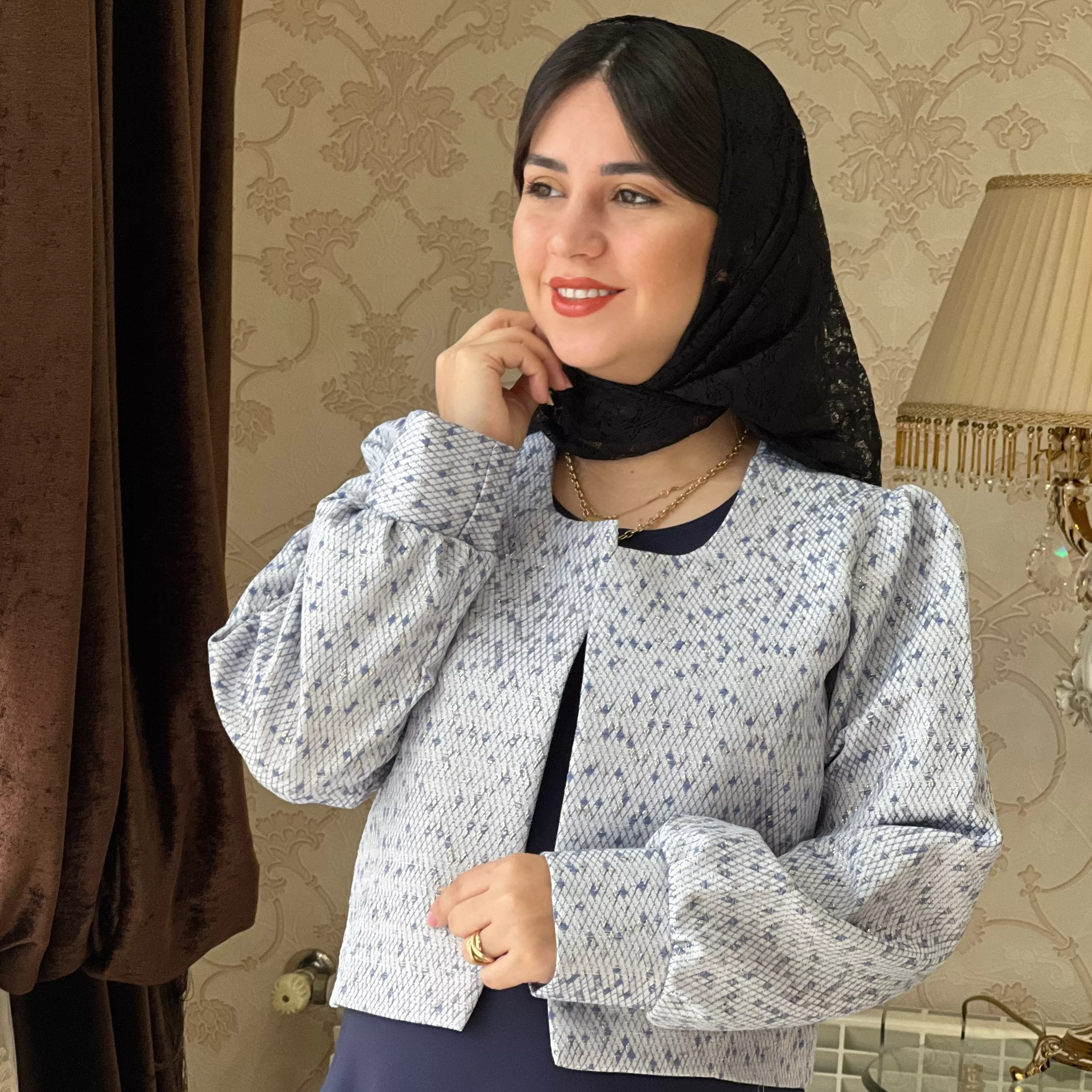 خرید کت و سرافان سرمه قد ۱۳۵ بند کمر دارد 